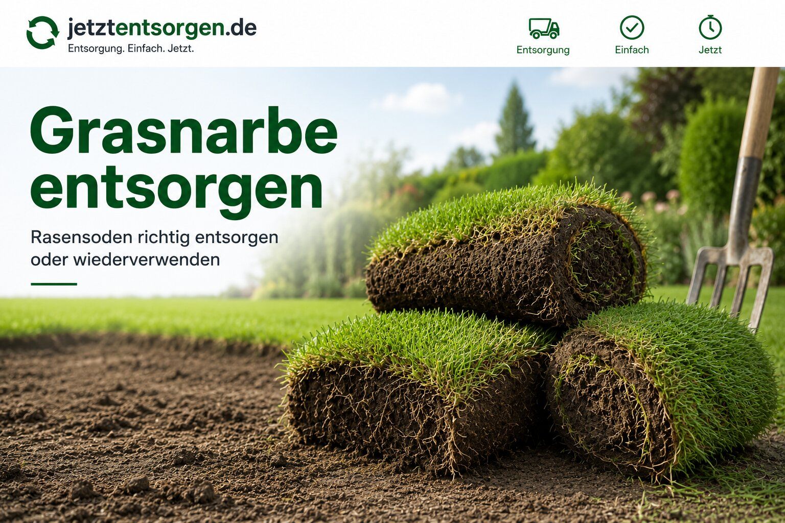 Grasnarbe und Rasensoden mit anhaftender Erde richtig entsorgen oder wiederverwenden
